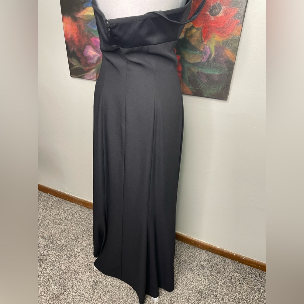 Vintage Liz Claiborne Black Textured Halter neck Formal Long Gown Sz 6 - Picture 4 of 8
